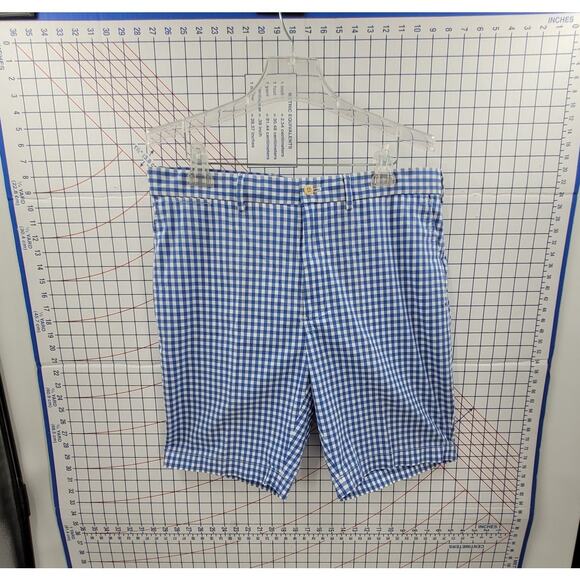 Ralph‎ Lauren Polo Golf Blue Gingham Plaid Mens Performance Shorts - Picture 5 of 15